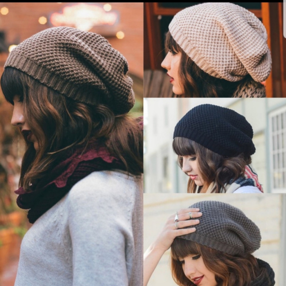 Burgundy knit beanie